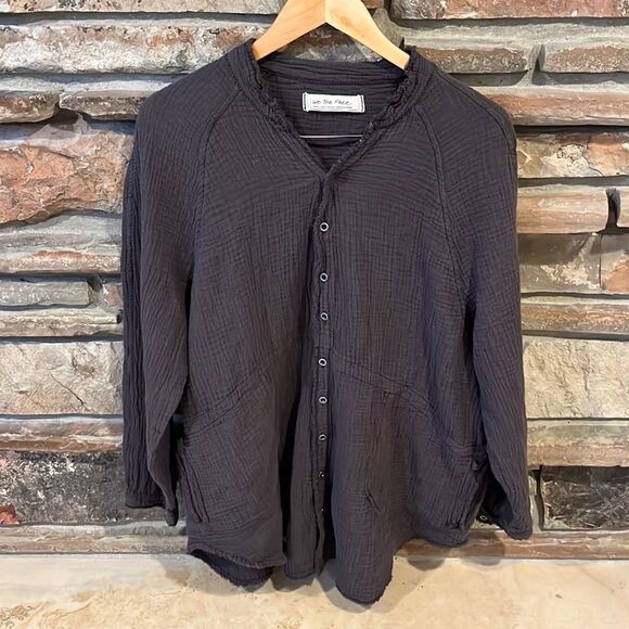 We The Free Black Button Down Shirt - Picture 1 of 7